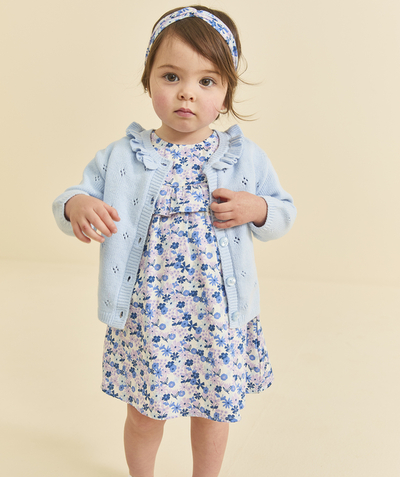 CategoryModel (8821752463502@361)  - robe manches courtes bébé fille en coton bio écru imprimé petite fleurs lilas