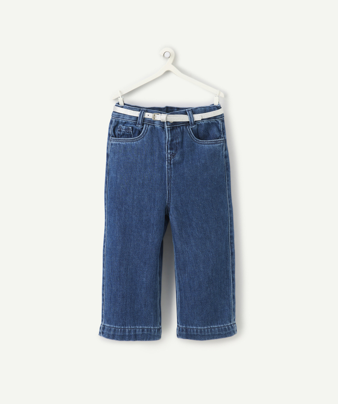   - Broek met wijde pijpen voor babymeisjes in low impact blauw denim met pailletten in de tailleband