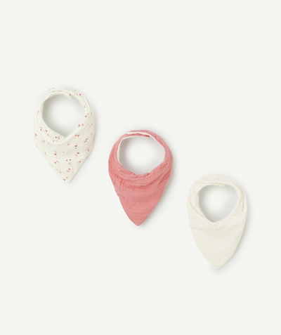 CategoryModel (8821751414926@193)  - lot de 3 bavoirs bébé en gaze de coton style bandana rose et écru