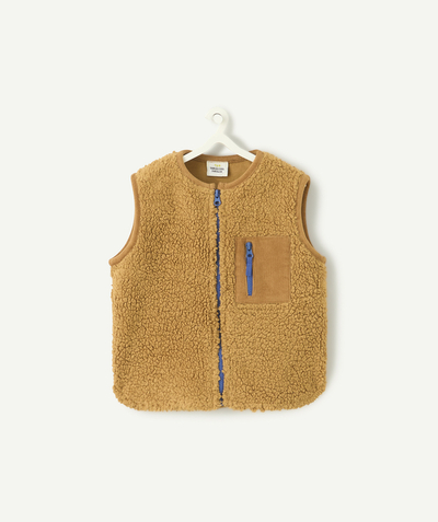 CategoryModel (8824666751118@2849)  - mouwloos vestje in oker sherpa voor babyjongens