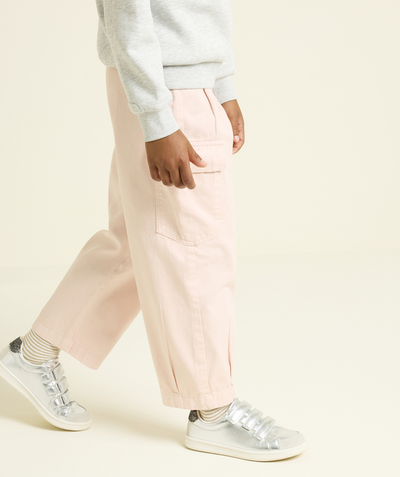 CategoryModel (8824668160142@153)  - pantalon parachute style cargo fille en denim rose pâle low impact