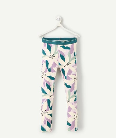 CategoryModel (8826176241806@1068)  - legging fille en viscose responsable imprimé floral vert et mauve