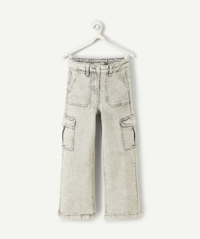 CategoryModel (8825715556494@6)  - Cargo broek voor meisjes in grijs gewassen denim met lage impact