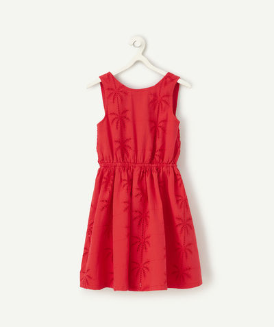 CategoryModel (8825682657422@12)  - robe fille rouge avec détails ajourés palmiers