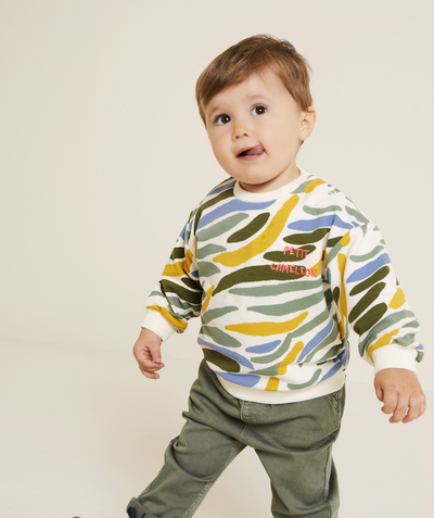 CategoryModel (8821758296206@2577)  - sweater voor babyjongens in gerecyclede vezels kaki geel en blauw
