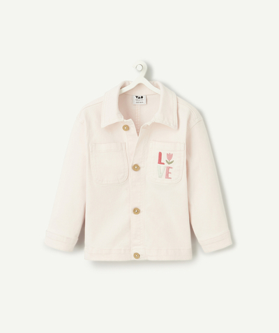 CategoryModel (8821752135822@53)  - veste bébé fille en fibres recyclées rose poudré avec motif sur poche