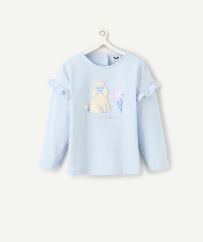 CategoryModel (8825354879118@28)  - t-shirt bébé fille en coton bio bleu ciel avec mouton en bouclettes