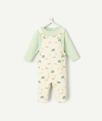 CategoryModel (8826108772494@5)  - biologisch katoenen baby t-shirt met dierenprint en overallset