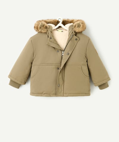 CategoryModel (8821758361742@10199)  - parka met kap voor babymeisjes in gerecycled kaki met sherpa-vulling