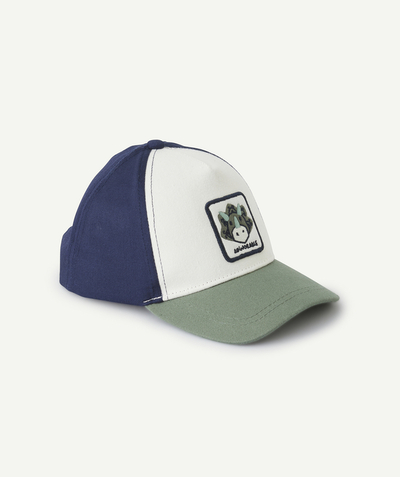 CategoryModel (8825060130958@10)  - casquette bébé garçon blanc bleu et vert avec patch dinosaure