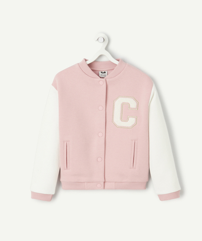 CategoryModel (8821761573006@30518)  - veste teddy fille rose et blanc avec patch lettre en bouclettes