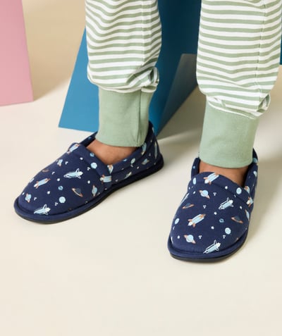 CategoryModel (8825060982926@12)  - jongens slippers blauw en geprint thema planeet