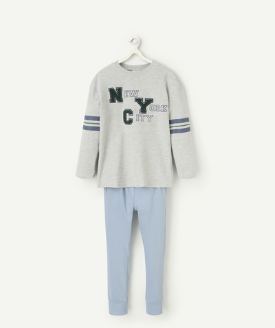 CategoryModel (8821762326670@263)  - pyjama met lange mouwen voor jongens in grijs en blauw biologisch katoen met een thema uit new york