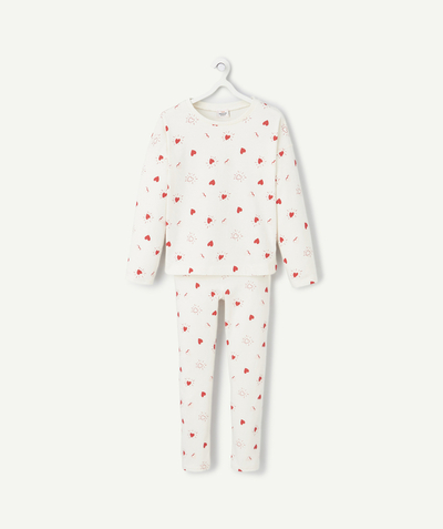 CategoryModel (8821759410318@499)  - pyjama voor meisjes in ecru biologisch katoen met rode hartjesprint