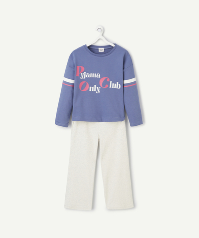 CategoryModel (8821759574158@3084)  - Pyjama manches longues fille en coton bio bleu et écru avec message