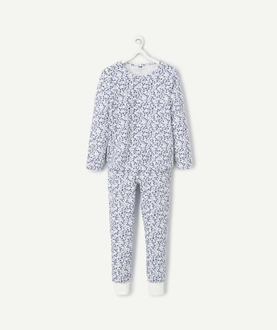 CategoryModel (8821759410318@499)  - pyjama voor meisjes van biologisch katoen wit met bloemenprint blauw