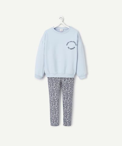 CategoryModel (8821759574158@3084)  - Pyjama manches longues fille en coton bio bleu motif fleuri