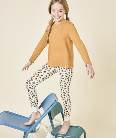 CategoryModel (8821759574158@3108)  - pyjama manches longues fille en coton bio marrons et écru avec imprimé pattes de léopard