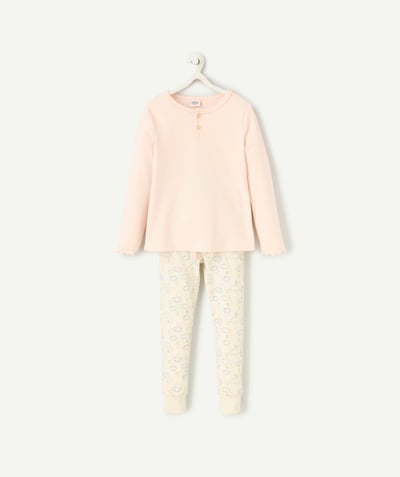 CategoryModel (8821759410318@499)  - pyjama manches longues fille en coton bio rose pâle et écru avec imprimé nuages
