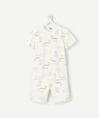 CategoryModel (8821762326670@263)  - pyjama manches courtes garçon en coton bio blanc imprimé dinosaures