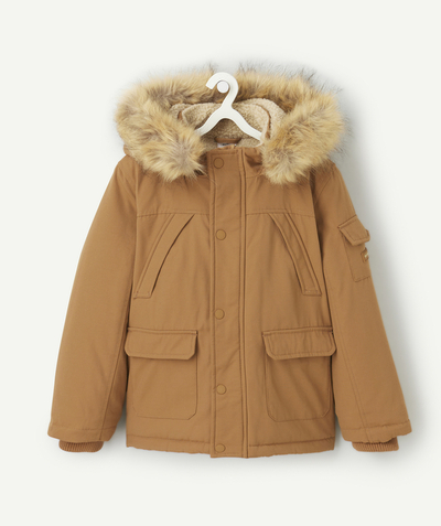 CategoryModel (8824928927886@20)  - parka garçon marron à capuche imitation fourrure amovible