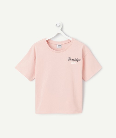 CategoryModel (8825586942094@926)  - t-shirt manches courtes fille en coton bio rose thème campus