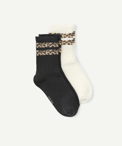 CategoryModel (8824668160142@168)  - lot de 2 paires de chaussettes avec bandes imprimé léopard