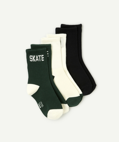 CategoryModel (8821762490510@778)  - 2 paar groene, witte en blauwe kniekousen met skateboard-thema