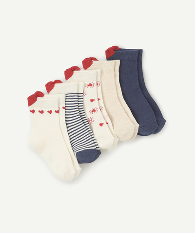 CategoryModel (8825060163726@31073)  - pakket van 5 paar sokken voor babymeisjes, wit, marineblauw en rood