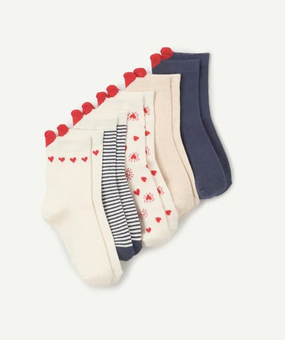 CategoryModel (8821759901838@505)  - lot de 5 paires de chaussettes fille blanc bleu marine et rouge