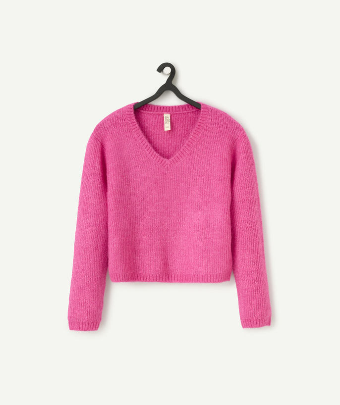   - Pullover voor meisjes in roze gerecyclede vezels