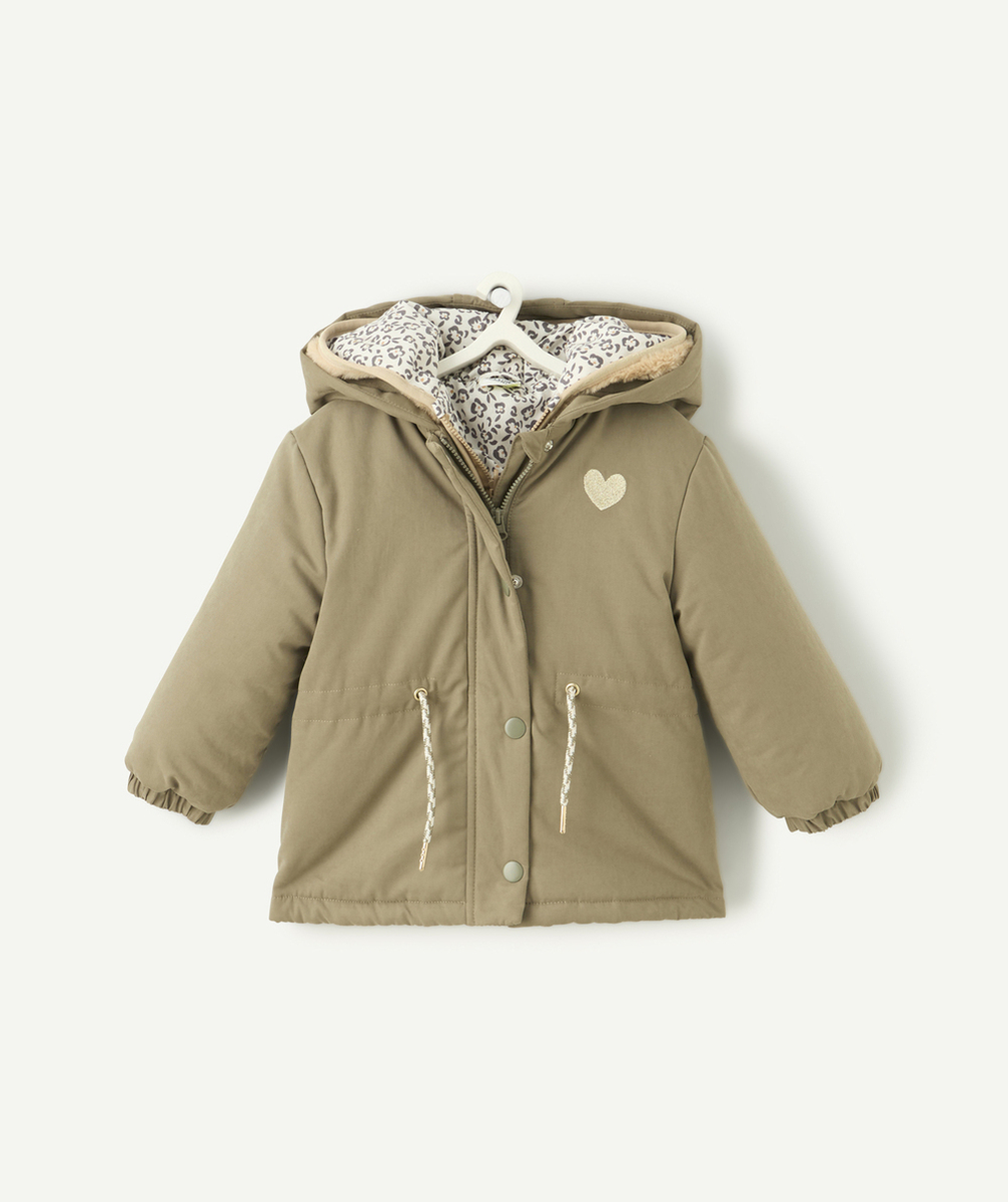   - Blouson bébé fille kaki et beige avec doublure 