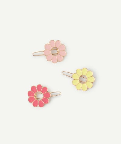 CategoryModel (8826175422606@299)  - lot de 3 barrettes fille avec fleurs jaune et rose