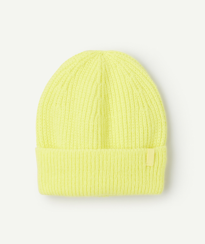   - bonnet beanie garçon en fibres recyclées jaune 