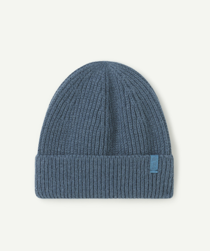   - bonnet beanie garçon en fibres recyclées bleues 