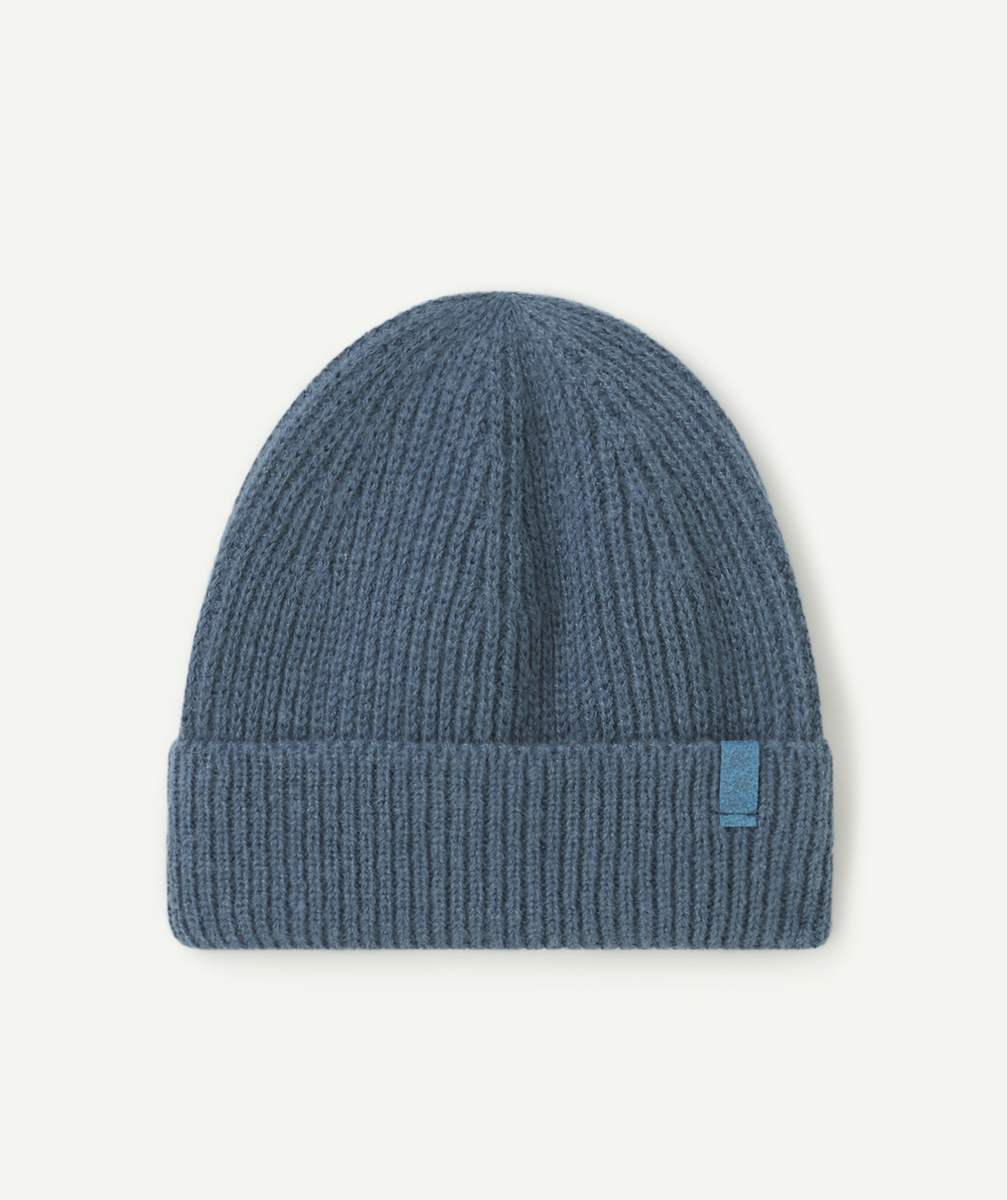   - bonnet beanie garçon en fibres recyclées bleues 