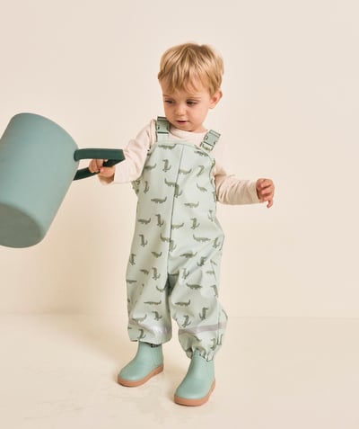 CategoryModel (8821752889486@5611)  - salopette imperméable bébé garçon en fibres recyclées vert pastel imprimé crocodiles