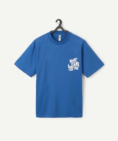 CategoryModel (8821770551438@333)  - t-shirt manches courtes garçon en coton bio bleu roi avec message rêve
