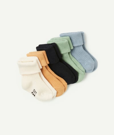 CategoryModel (8824666751118@2849)  - lot de 5 chaussettes hautes colorées bébé garçon en coton bio avec plis