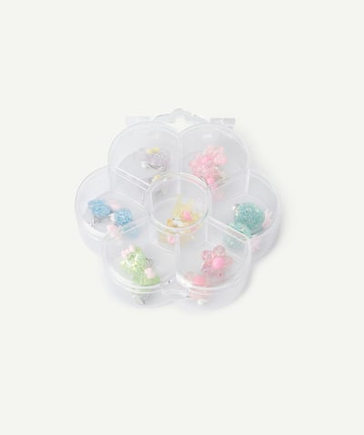 CategoryModel (8824928927886@20)  - verpakking van 7 paar pastel glitter clip-on oorbellen