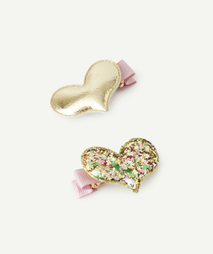   - 2-pack hartvormige goud- en glitterclips