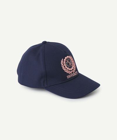 CategoryModel (8821759541390@69)  - casquette fille bleu marine thème campus brodé rose