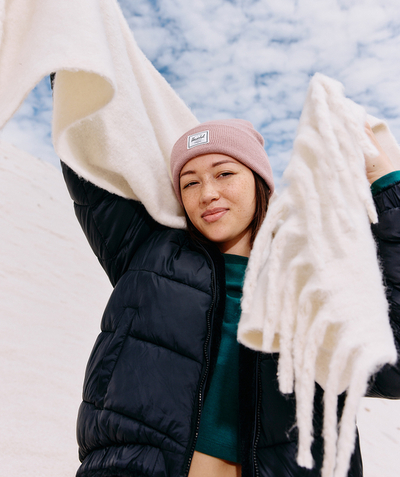 CategoryModel (8824765677710@340)  - Écharpe fille en fibres recyclées crème à franges