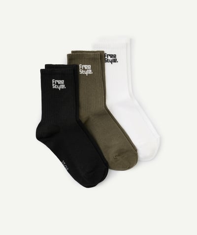 CategoryModel (8821766389902@244)  - pak van 3 paar zwarte, witte en groene sokken