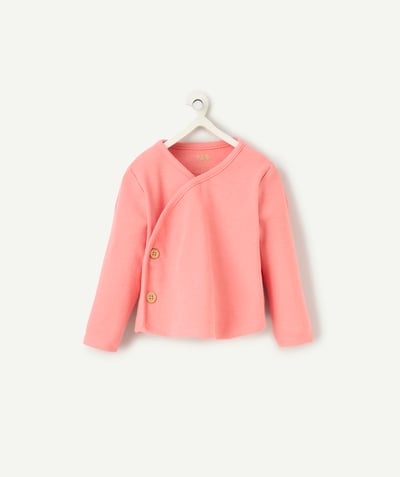 CategoryModel (8824896848014@10)  - cardigan cache-cœur bébé fille en coton bio côtelé rose