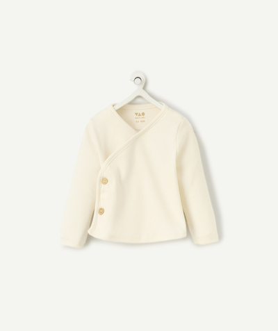 CategoryModel (8825911935118@464)  - cardigan cache cœur bébé fille en coton bio écru côtelé