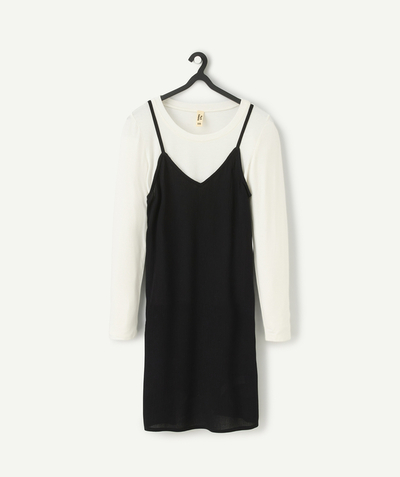 CategoryModel (8821764391054@948)  - robe avec t-shirt intégré fille en viscose responsable noir et blanc