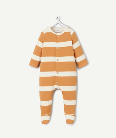 CategoryModel (8821750825102@452)  - Oranje en ecru gestreepte pyjama voor babyjongens van gerecyclede vezels