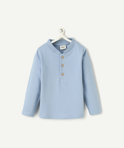 CategoryModel (8821755183246@791)  - t-shirt manches longues bébé garçon en coton bio bleu avec boutons