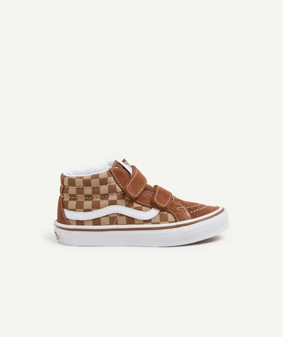 CategoryModel (8825061081230@22)  - SK8 REISSUE V BRUINE CHECKERBOARD PRINT MID HIGH-TOP SPORTSCHOENEN MET KLITTENBANDSLUITING VOOR KINDEREN